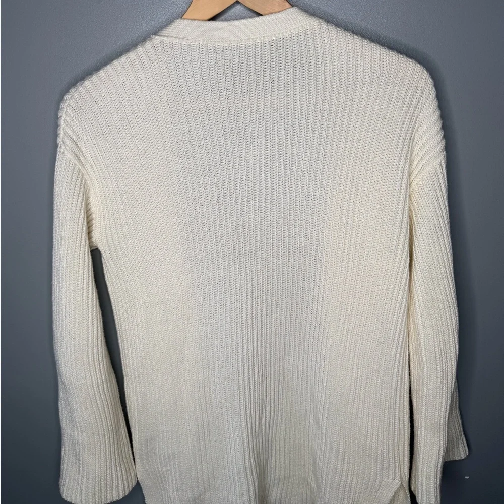 J. Crew Cotton Ribbed Open Front Sweater Cardigan - Cream